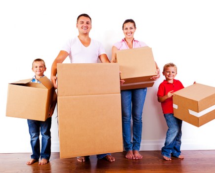 Packed boxes and furniture prepared for a local Knightsbridge relocation