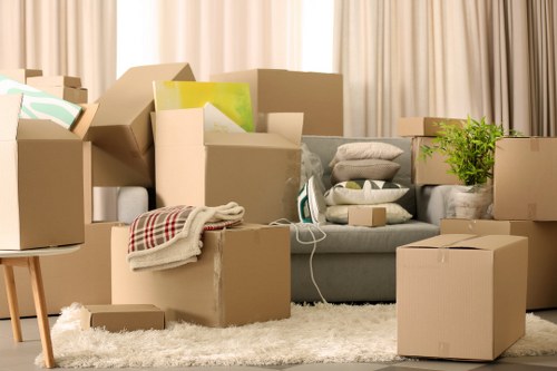 Furniture and boxes loaded into a removal van for transport